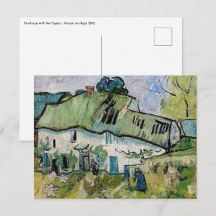 Postal Vincent van Gogh - Casa de campo con dos figuras