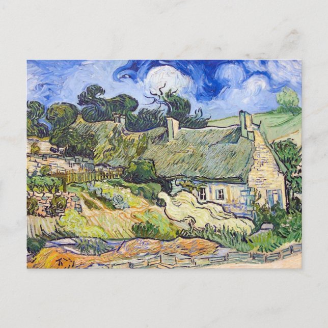 Postal Vincent Van Gogh - Casas con techos de paja (Anverso)
