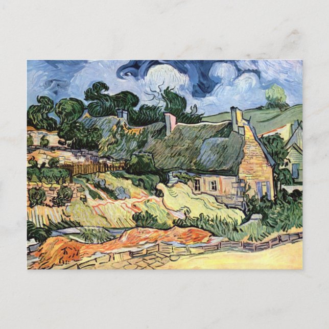 Postal Vincent van Gogh - Casas de paja en Cordeville (Anverso)