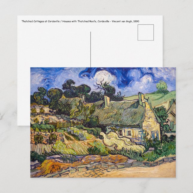 Postal Vincent Van Gogh - Casas de paja en Cordeville (Anverso / Reverso)