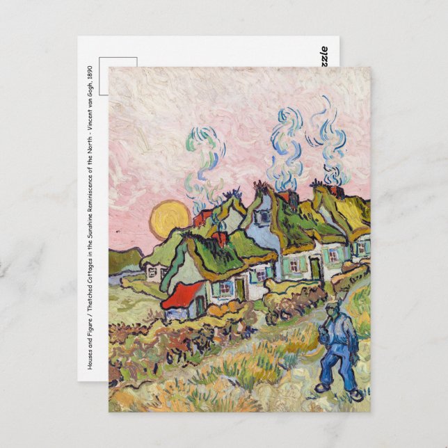 Postal Vincent van Gogh - Casas y Figura (Anverso / Reverso)