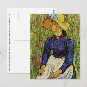 Postal Vincent van Gogh - Chica campesino en Gorra de paj