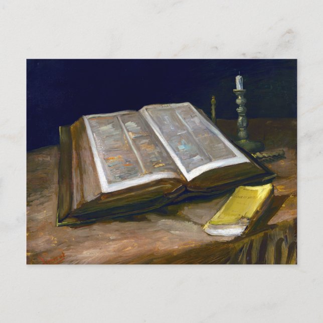 Postal Vincent van Gogh con vida fija en la Biblia (Anverso)