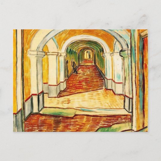 Vincent van Gogh corredor en el asilo pintura bellas artes en Blanco Tarjeta de felicitación