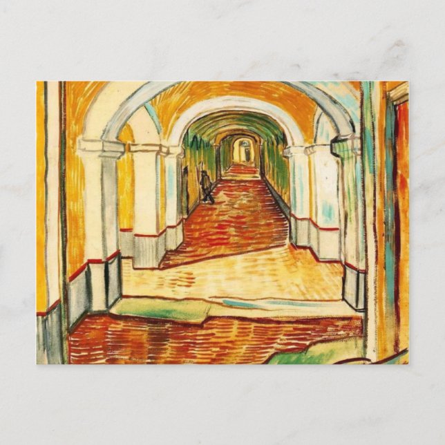 Postal vincent van gogh - corredor en el asilo (Anverso)