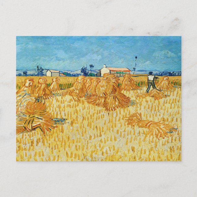 Postal Vincent Van Gogh, cosecha de maíz en Provenza (Anverso)