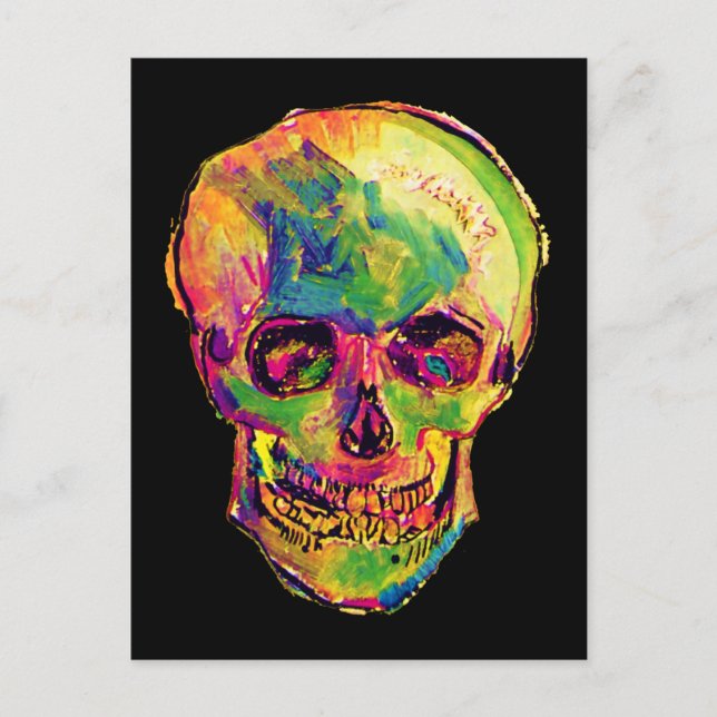 Postal Vincent Van Gogh - Cráneo de Halloween Pop Art (Anverso)