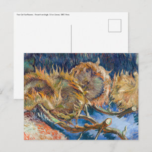 Postal Vincent van Gogh - Cuatro girasoles cortados