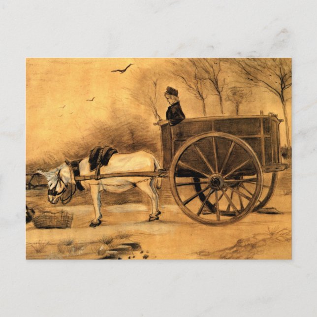 Postal Vincent van Gogh - Donkey and Cart (Anverso)