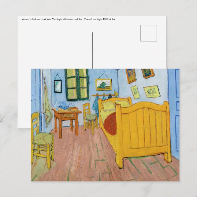 Postal Vincent Van Gogh - Dormitorio de Vincent en Arles (Anverso / Reverso)