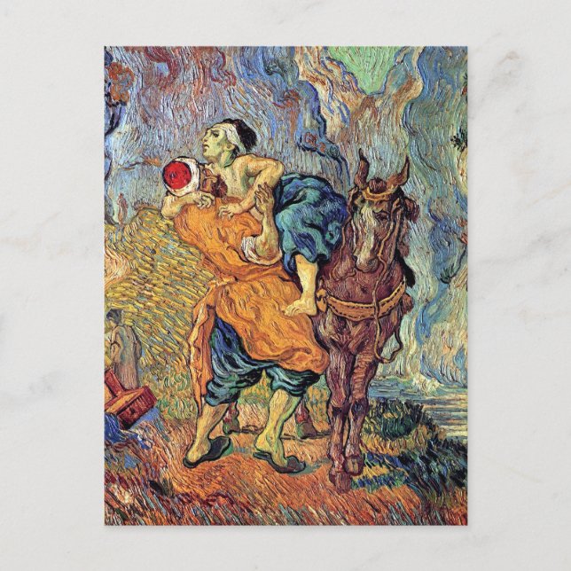 Postal Vincent Van Gogh - El buen samaritano - Arte fino (Anverso)