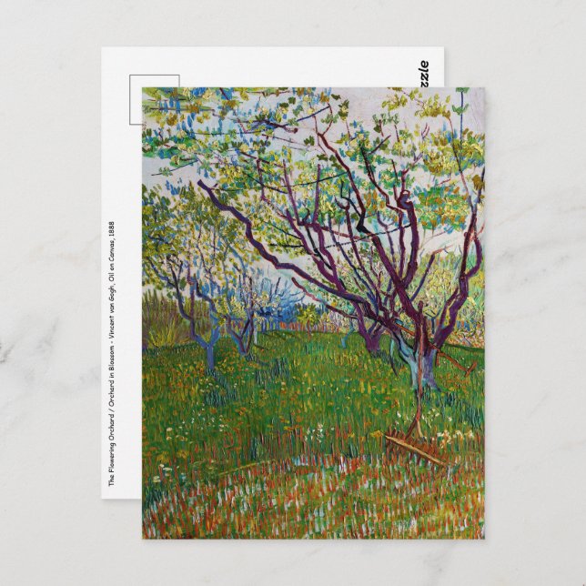 Postal Vincent van Gogh - El huerto florido (Anverso / Reverso)