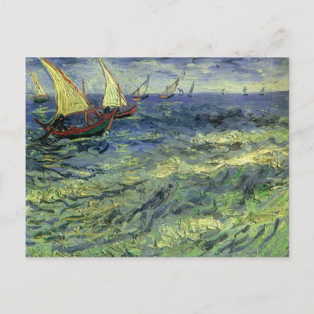 Postal Vincent van Gogh - El paisaje marino de Saintes Ma (Anverso)