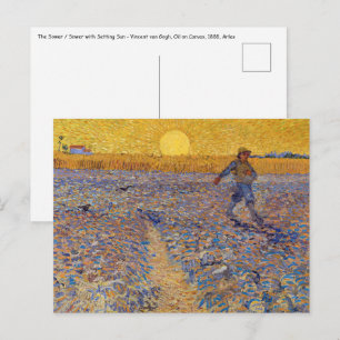 Postal Vincent van Gogh - El sembrador con sol poniente