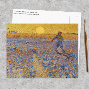 Postal Vincent van Gogh - El sembrador con sol poniente