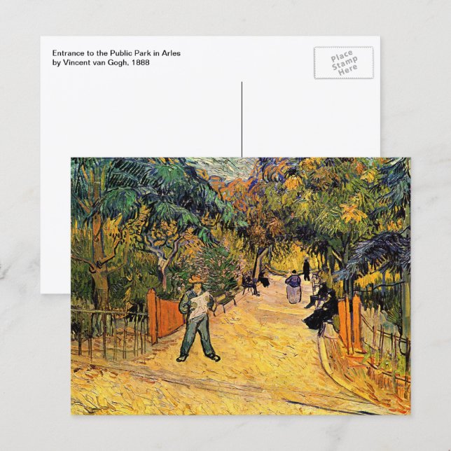 Postal Vincent van Gogh - Entrada al Parque Público, Arlé (Anverso / Reverso)