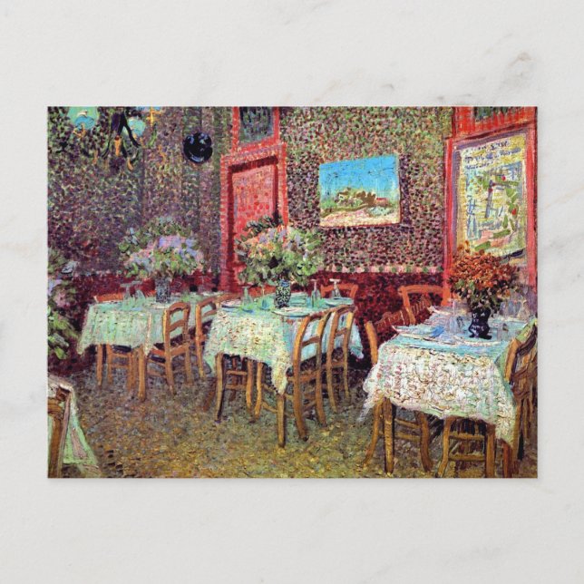 Postal Vincent Van Gogh - Interior de un restaurante (Anverso)