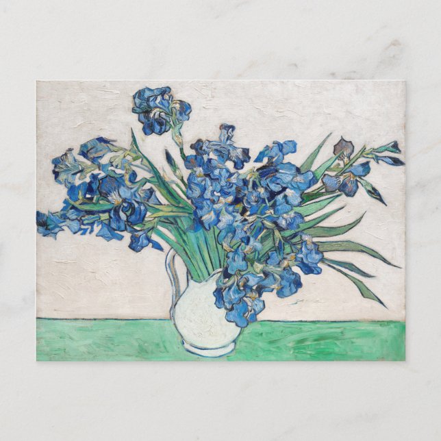 Postal Vincent Van Gogh Irises. Arte floral impresionista (Anverso)