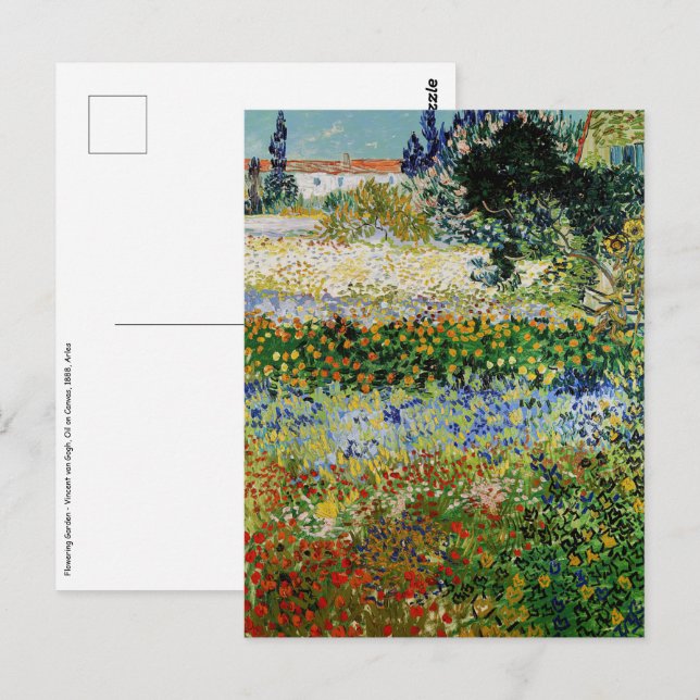 Postal Vincent van Gogh - Jardín de flores (Anverso / Reverso)