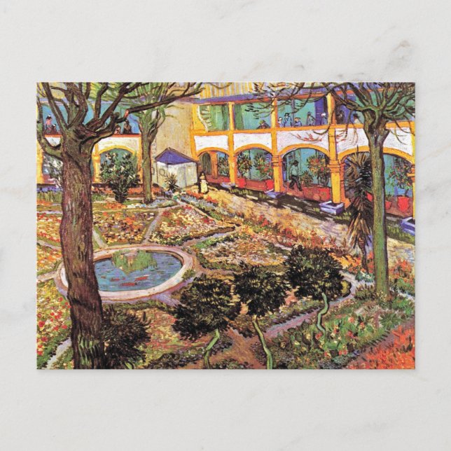 Postal Vincent Van Gogh - Jardín Del Hospital En Arles (Anverso)