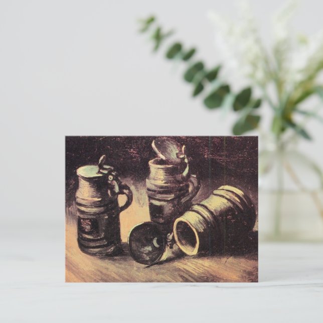 Postal Vincent van Gogh, jarras de cerveza, (Anverso de pie)
