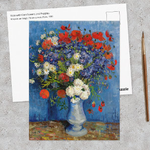 Postal Vincent van Gogh - Jarrón con acianos y amapolas