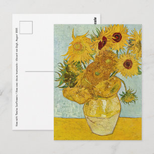 Postal Vincent Van Gogh - Jarrón con doce girasoles
