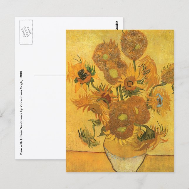 Postal Vincent van Gogh - Jarrón con quince girasoles (Anverso / Reverso)