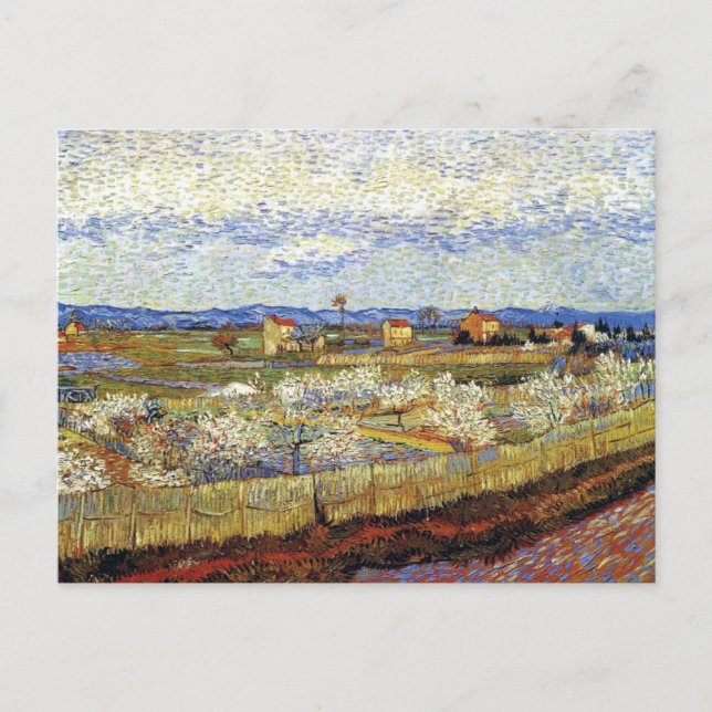 Postal Vincent Van Gogh - La Crau con melocotoneros (Anverso)