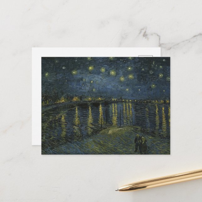 Postal Vincent Van Gogh, La noche estrellada sobre el Ród (Anverso/Reverso In Situ)