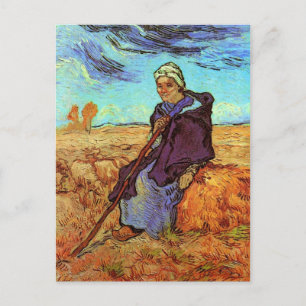 Postal Vincent Van Gogh - La pastora (según Millet)
