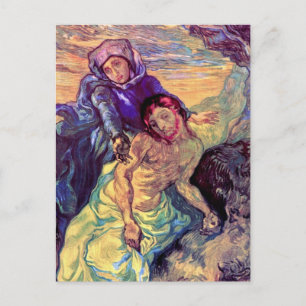 Postal Vincent Van Gogh - La Piedad - Jesús y la Virgen M
