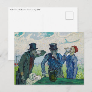 Postal Vincent van Gogh - Los bebedores, según Daumier