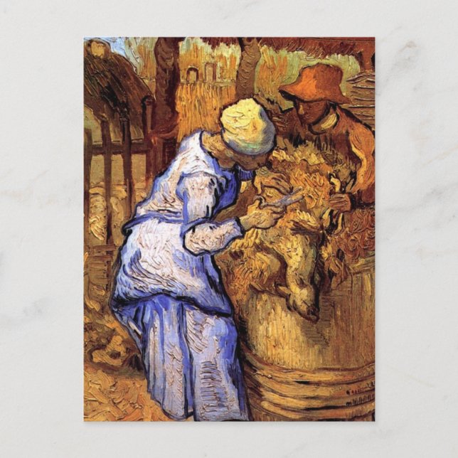 Postal Vincent Van Gogh - Los esquiladores de ovejas - Ar (Anverso)