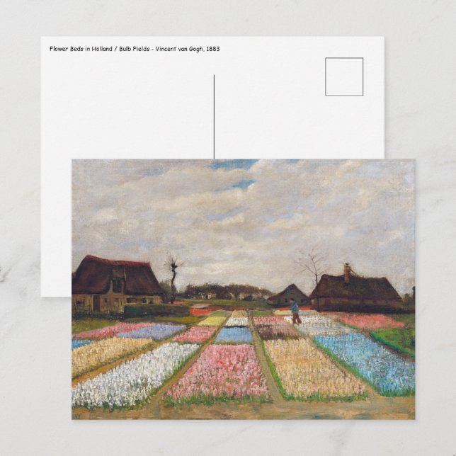 Postal Vincent van Gogh - macizos de flores en Holanda (Anverso / Reverso)