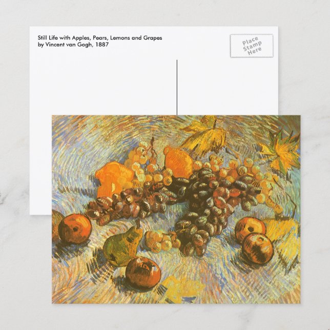 Postal Vincent van Gogh - Manzanas, Peras, Limones, Uvas (Anverso / Reverso)