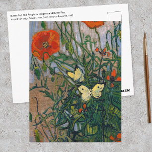 Postal Vincent van Gogh - Mariposas y Amapolas