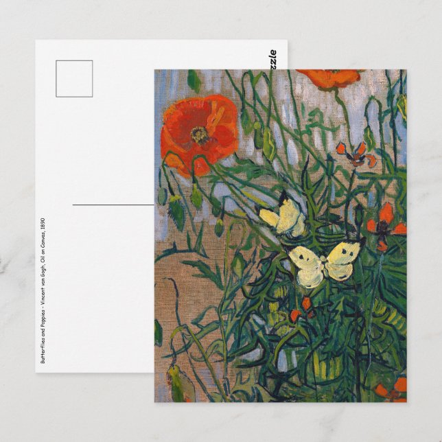 Postal Vincent van Gogh - Mariposas y Papas (Anverso / Reverso)
