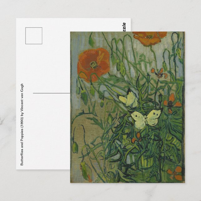 Postal Vincent van Gogh - Mariposas y Papas (Anverso / Reverso)