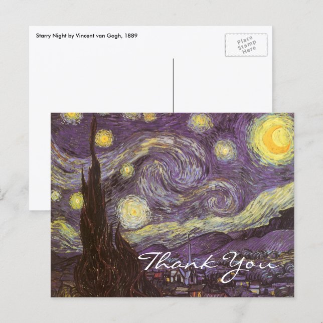 Postal Vincent van Gogh - Noche estrellada (Anverso / Reverso)