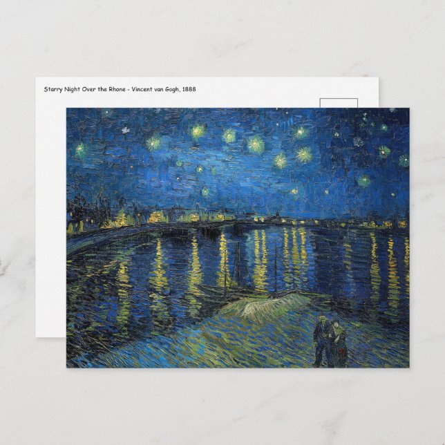 Postal Vincent van Gogh - Noche estrellada sobre el Ródan (Anverso / Reverso)