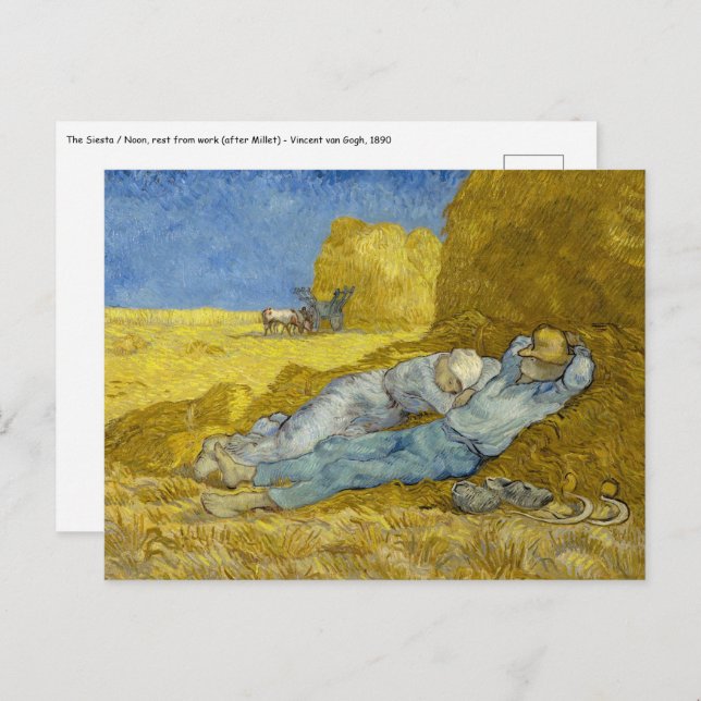 Postal Vincent Van Gogh - Noon, Descanse del trabajo / Si (Anverso / Reverso)