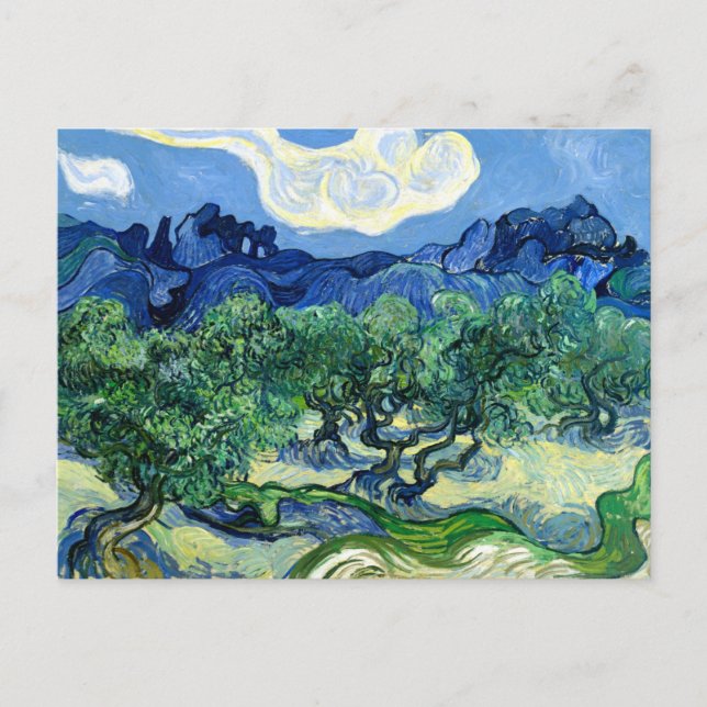 Postal Vincent Van Gogh, Olivos con los Alpilles (Anverso)