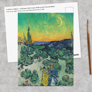 Postal Vincent van Gogh - Paisaje bajo la luz de la luna