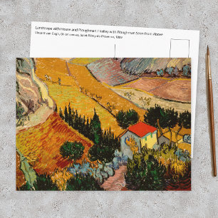 Postal Vincent van Gogh - Paisaje, Casa y Labrador