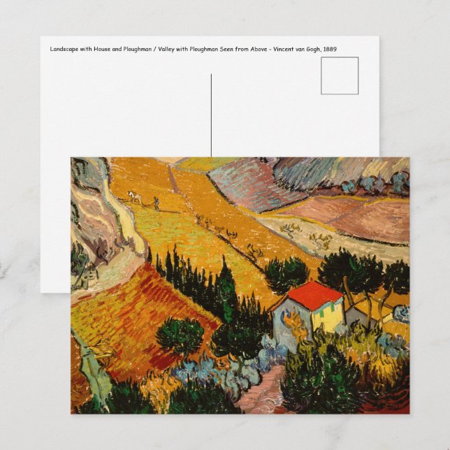 Postal Vincent van Gogh - Paisaje, Casa y Payaso (Anverso / Reverso)
