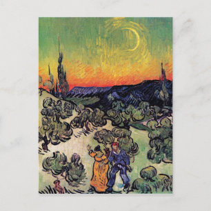 Postal Vincent Van Gogh - Paisaje Con Bella Artes Pareja