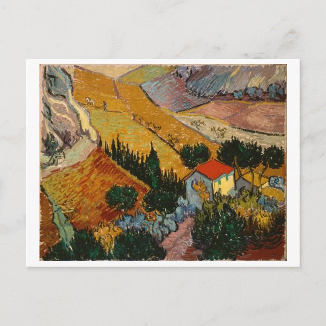 Postal Vincent van Gogh | Paisaje con Casa y Flor (Anverso)