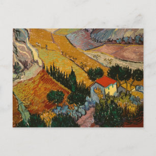 Postal Vincent van Gogh   Paisaje con Casa y Flor