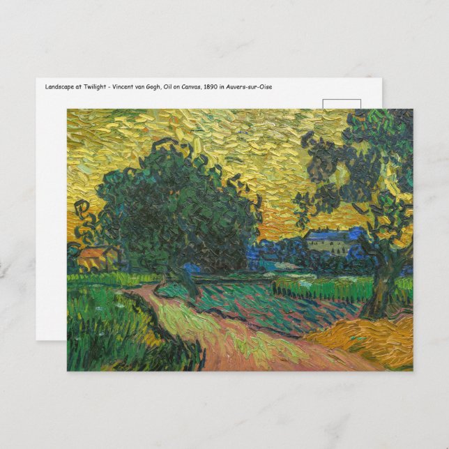 Postal Vincent van Gogh - Paisaje en Crepúsculo (Anverso / Reverso)